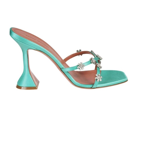 Amina Muaddi Green Crystals Lily heeled sandals in size 40 - Picture 4 of 10